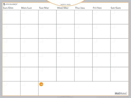Self-adhesive dry erase Monthly Calendar
