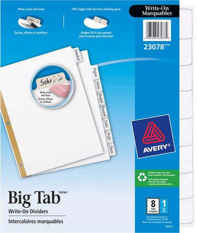 Big Tab™ Write-On Dividers