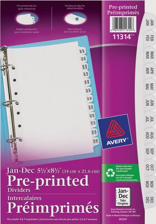 Mini Pre-printed Dividers