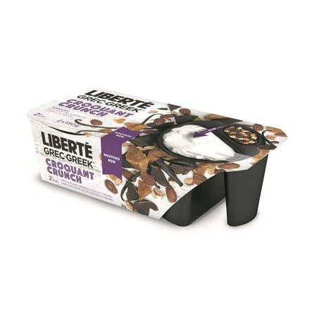 Liberté Greek Crunch Vanilla Bean Yogourt Dark Chocolate, Salted Almonds & Caramel 2% M.F