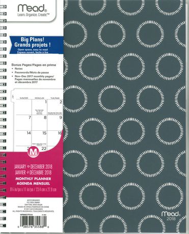 Black & White Medallion Large Monthly Planner