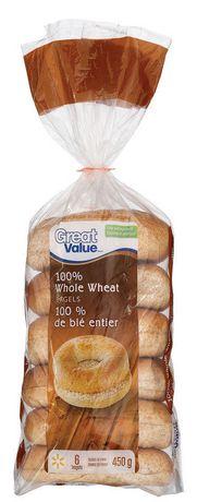 Great Value 100% Whole Wheat Bagels