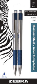 F-301 Stainless Steel Retractable Ballpoint Pens - Blue