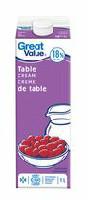 Great Value 18% M.F Table Cream