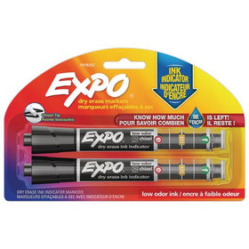 Dry Erase Black Markers with Ink Indicator