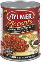 Aylmer® Accents Cracked Black Pepper and Roasted Garlic Stewed Tomatoes
