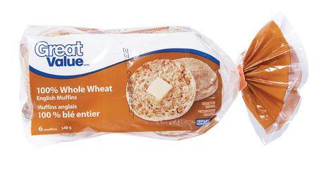 Great Value 100% Whole Wheat English Muffins