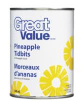 Great Value Pineapple Tidbits in Pineapple Juice