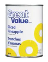 Great Value Sliced Pineapple in Pineapple Juice