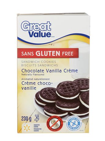Great Value Gluten Free Chocolate Vanilla Crème Sandwich Cookies