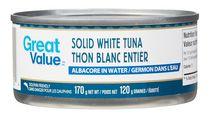 Great Value Solid White Tuna, Albacore in Water