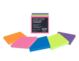 Assorted bright sticky notes in a 2x2 cube