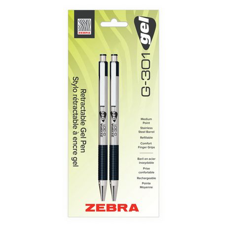 G-301 Retractable Stainless Steel Gel Pen - Black