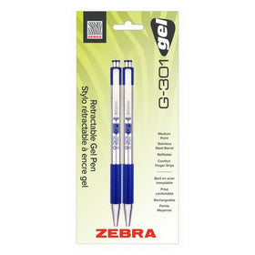 G-301 Retractable Stainless Steel Gel Pen - Blue