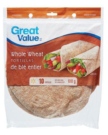 Great Value Whole Wheat Tortillas 10"