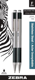 F-301 Stainless Steel Retractable Ballpoint Pens - Black