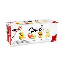 Yoplait Source Mango-Pineapple, Peach-Passion Fruit, Pineapple-Coconut-Banana Flavour and Melon Trio Yogurt