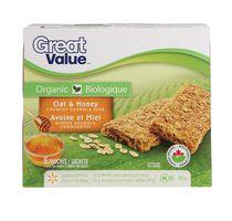 Great Value Organic Oat & Honey Crunchy Granola Bars