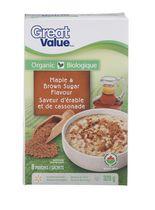 Great Value Organic Maple & Brown Sugar Flavour Instant Oatmeal