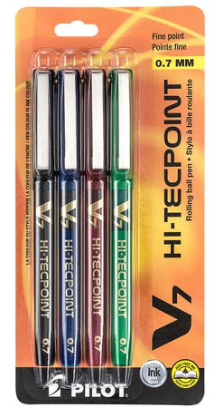Hi-Tecpoint V7 Needle Tip Rolling Assorted Ball Pens