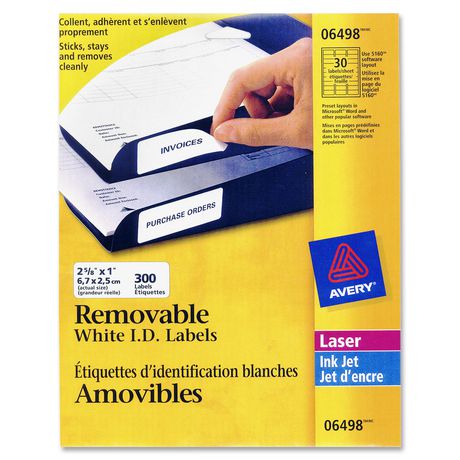 White Removable ID Labels for Laser and Inkjet Printers