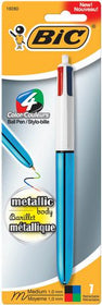 Retractable Medium Point 4 Colours Metallic Ball Pen