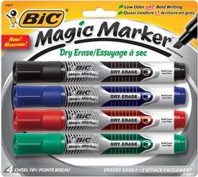 Magic Marker Liquid Ink Dry Erase Marker Assorted Tank Style 4-pack