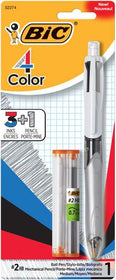 4 Color Medium Point Retractable Ball Pen + Pencil