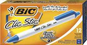 Clic Stic Ball Pen Retractable Blue Medium Point Dozen Box
