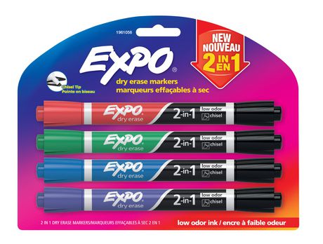 2-in-1 Assorted Chisel Tip Dry Erase Markers