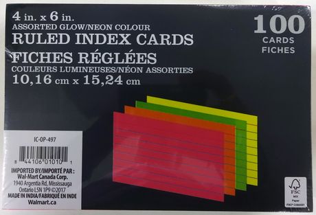 Neon Ruled Index Cards
