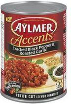 Aylmer® Accents Cracked Black Pepper and Roasted Garlic Stewed Tomatoes